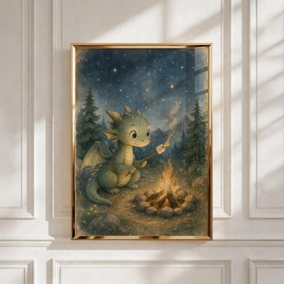 Dragon Nursery Print, Fantasy Kids Wall Art for Playroom, Baby Shower Gift