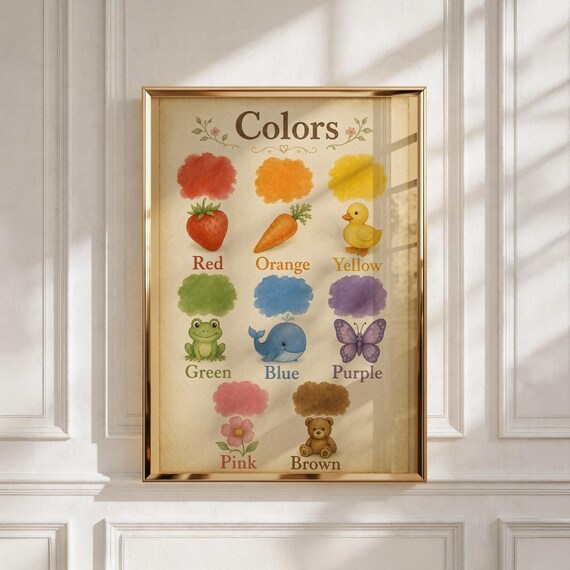 Colorful Nursery Wall Art, Educational Kids Print, Playroom Decor - Instant Download