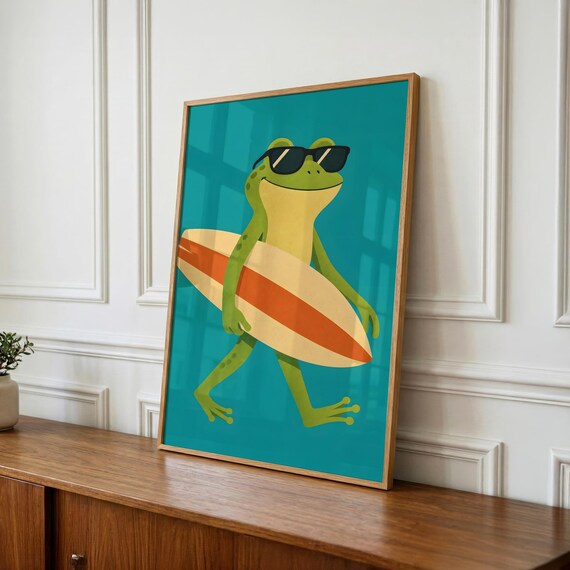 Kids Wall Art, Cool Frog Printable, Nursery Decor, Playroom Gift, Boys Room