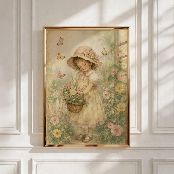 Baby Girl Nursery Decor, Flower Garden Printable Wall Art, Enchanted Room Gift