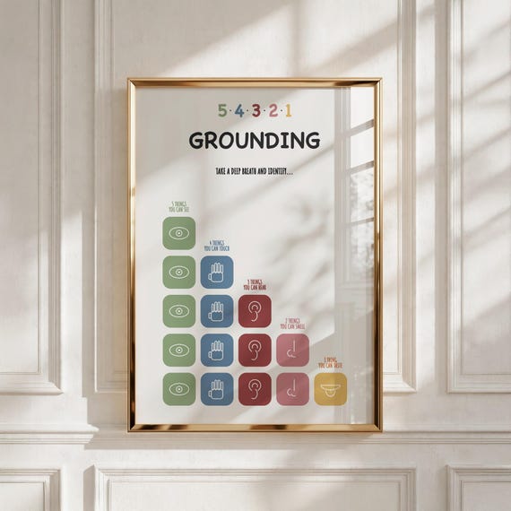 Calm Down Corner Printable Wall Art, Grounding Staircase Poster for Kids Room