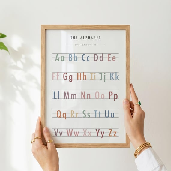 Rainbow Alphabet Poster, Playroom Wall Art, Printable Kids Room Decor, Baby Shower Gift