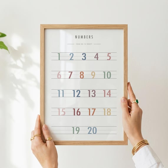 Playroom Wall Art, Rainbow Numbers for Kids Room Decor - Printable Digital Download