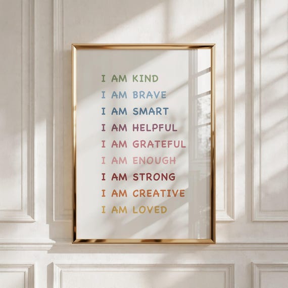 Calm Down Corner Printable Wall Art, I Am Affirmations Poster, Nursery Prints