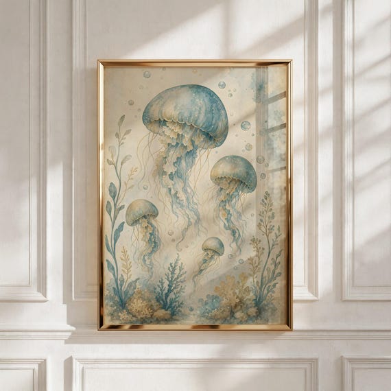 Ocean Nursery Decor, Jellyfish Printable Wall Art, Kids Room Gift - Instant Digital Download