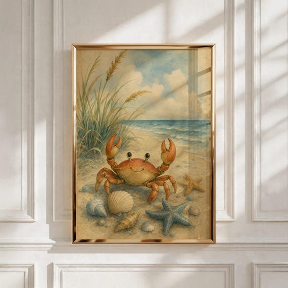Ocean Nursery Decor, Little Crab Printable Wall Art, Kids Room Decor, Baby Shower Gift