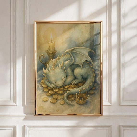 Dragon Nursery Print, Fantasy Kids Room Art, Baby Shower Gift, Playroom Decor