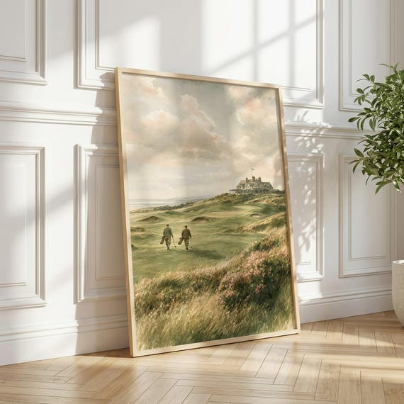 Vintage Golf Art - The Old Links Poster, Playroom Decor, Boys Room, Digital Download