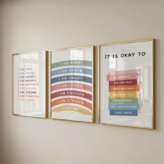 Set of 3 Calm Down Corner Posters, Kids Wall Art, Classroom Decor, Baby Gift