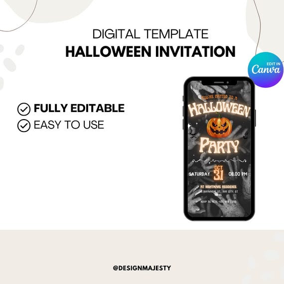 Spooky Halloween Party Animated Video Invitation | Trick or Treat Theme (Instant Canva Download)