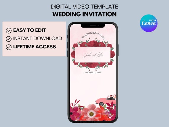 Elegant Wedding Video Invitation | Editable Canva Digital Invite | Animated Wedding Card | Instant Download