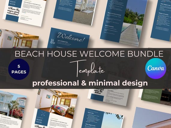 Beach House Welcome Book | Airbnb Rental Guide | Editable Canva Template