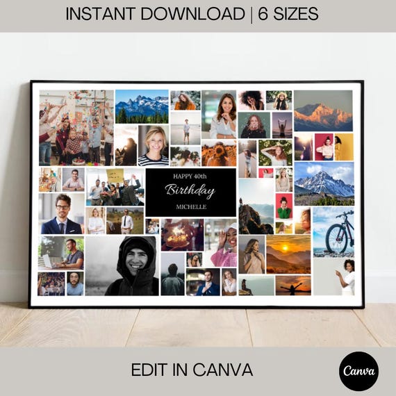 51 Photo Birthday Collage Template: Personalized Keepsake Gift (Digital Download)