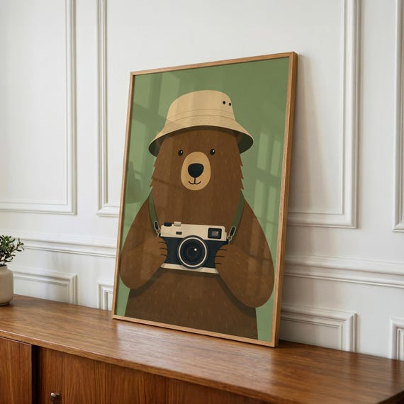 Whimsical Bear Printable Wall Art, Nursery Decor, Kids Room Print (Digital Download)